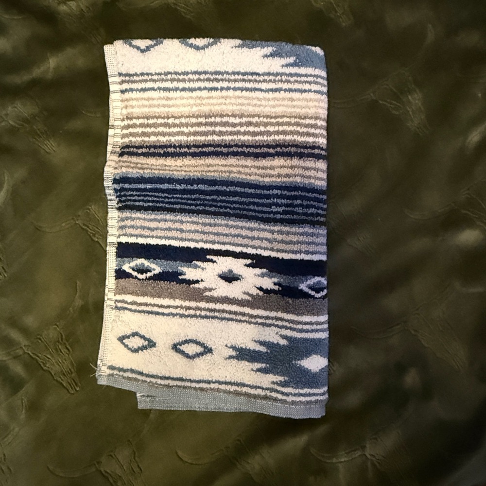 Wrangler Hand Towel Unisex OS Coyote Sands Blue New Southwestern Cotton